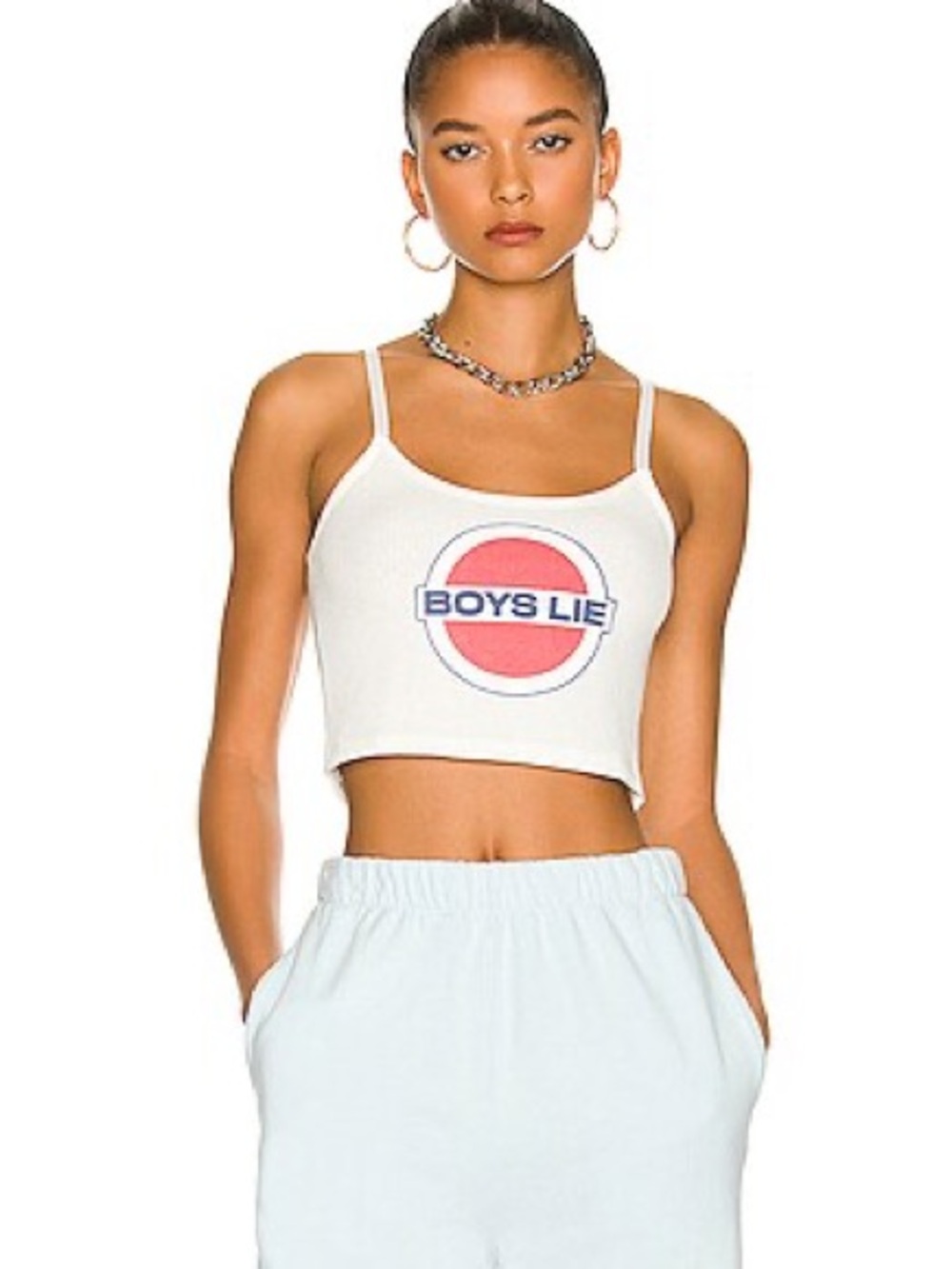 Boys Lie White Cropped Cami waffle knit